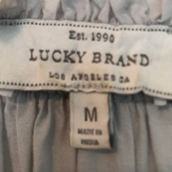 Lucky Brand Boho blue with tan embroidered blouse - Picture 4 of 6